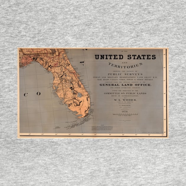 Vintage Map of Florida (1878) by Bravuramedia